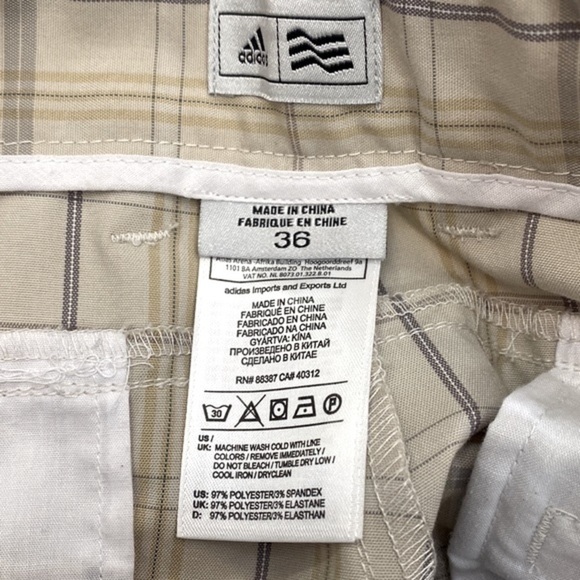 New Men’s Adidas Plaid Polyester & Spandex Shorts Size 36 - Picture 6 of 6